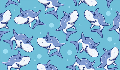 Cute shark pattern background vector design