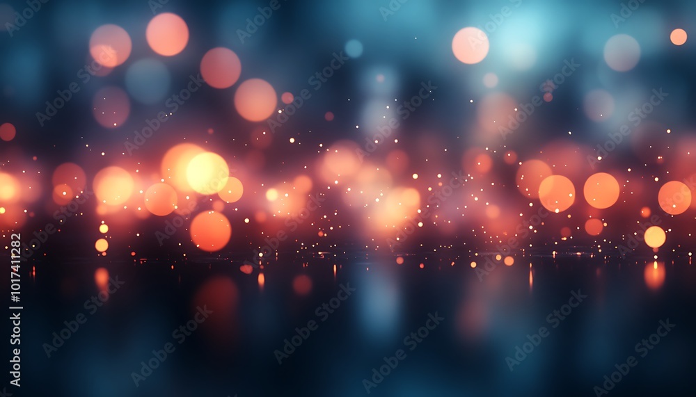 Poster A vibrant, abstract background featuring bokeh lights with a mix of warm and cool colors, creating an enchanting, dreamy atmosphere.