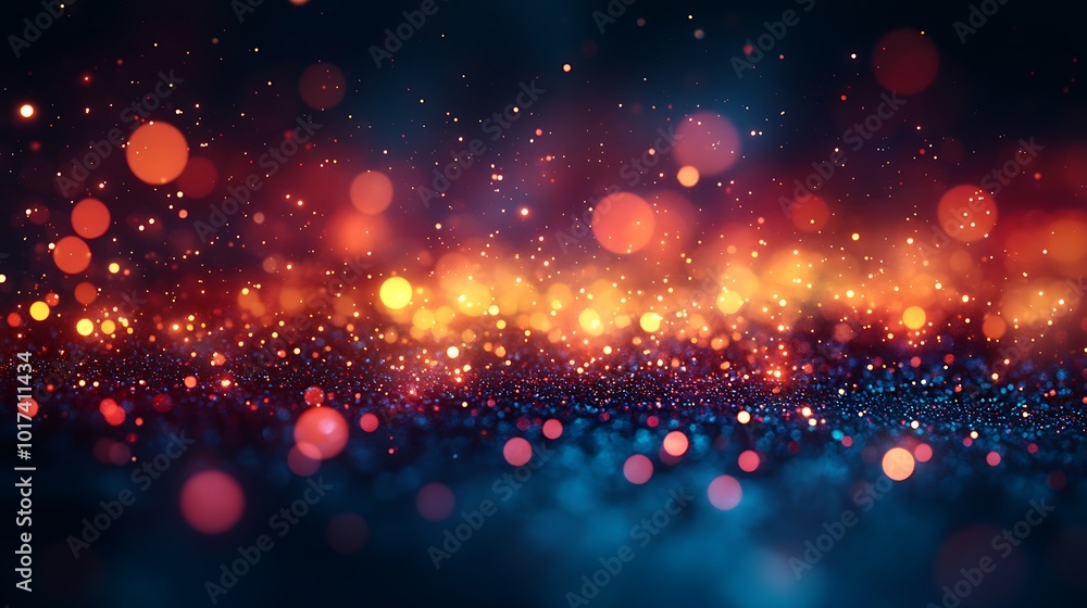 Aufkleber a vibrant abstract background of shimmering lights in shades of orange and blue, creating a mesmeriz