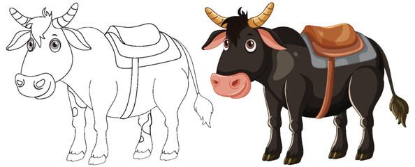 Girl and Cow Illustration