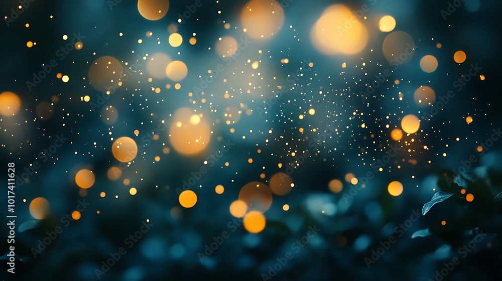 Poster a mesmerizing blur of glowing orbs and ethereal lights against a dark background, creating a magical