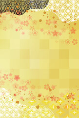 和柄　年賀状　桜　背景	