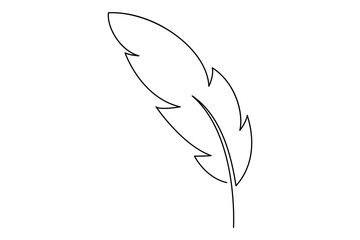Hand-drawn single line feather art illustration for stylish minimalist designs
