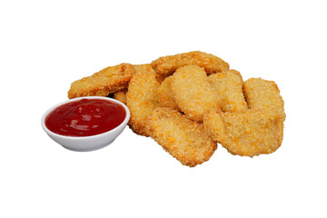 Nuggets with its dipping sauce isolated transparent