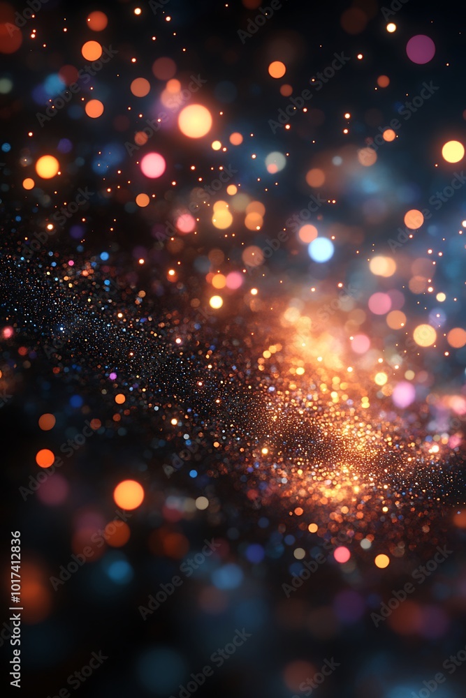 Aufkleber A vibrant display of colorful bokeh lights swirling in a dark space, creating a sense of depth and dynamism.