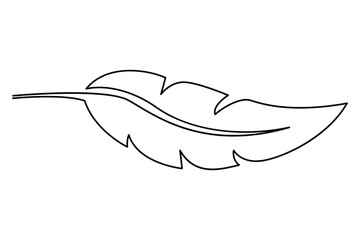 continuous one line drawing of Bird feather Isolated on white background vector illustration