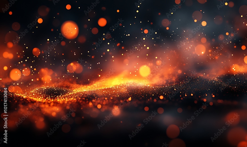Poster a mesmerizing blend of glowing particles and soft gradients, evoking a sense of warmth and ethereal 