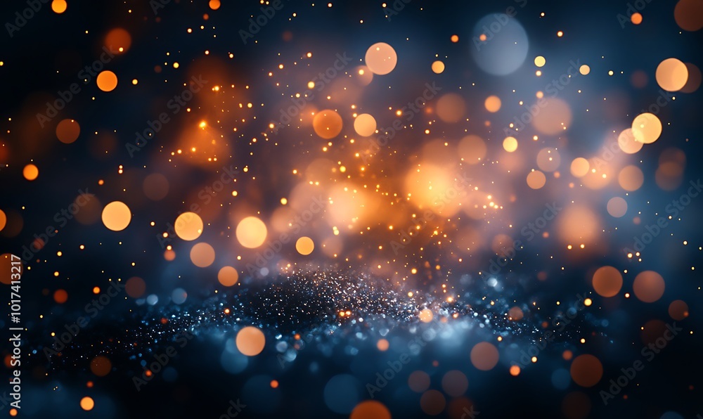 Poster a vibrant abstract background featuring blurred, glowing orbs in shades of orange and blue, creating