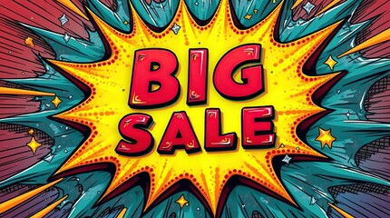 Obraz premium Exciting comic book style big sale announcement design