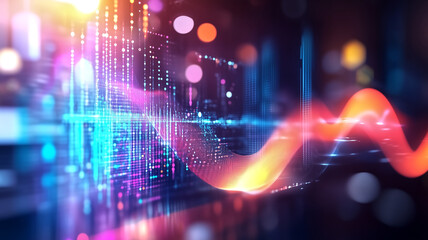 Obraz premium Digital visualization of machine learning algorithm with vibrant colors and abstract patterns. image showcases data flow and technology, evoking sense of innovation and progress
