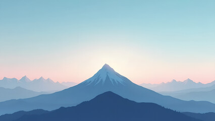 Fototapeta premium Minimalist background featuring a majestic single mountain peak amidst a breathtaking gradient sky