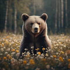 Fototapeta premium bear isolated on spring background