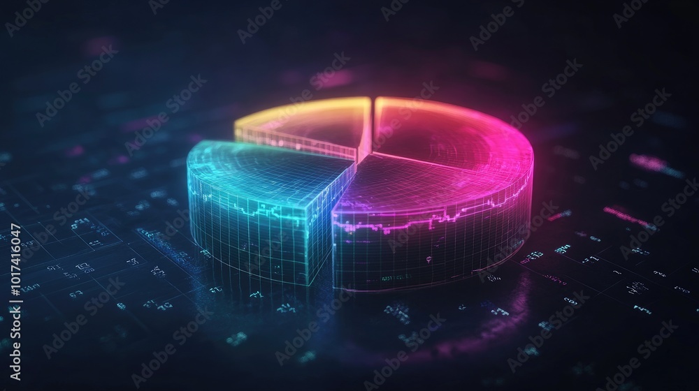 Aufkleber colorful 3d pie chart with data visualization elements