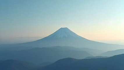 Fototapeta premium Minimalist background featuring a majestic single mountain peak amidst a breathtaking gradient sky