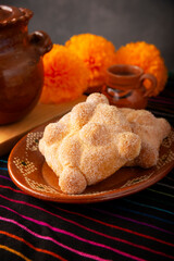 Pan de Muerto. Typical Mexican sweet bread that is consumed in the season of the day of the dead....