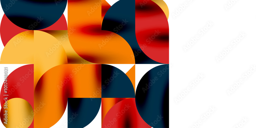 Poster Tech minimal circular shapes geometric art. Vector modern circles