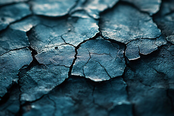 Fototapeta premium dark blue cracked earth texture - close-up macro shot