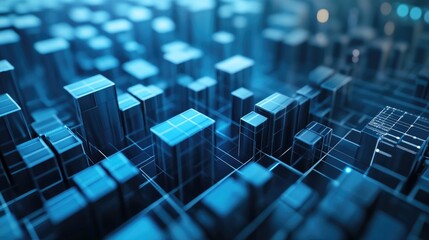 Futuristic Digital Cityscape with Abstract Architecture