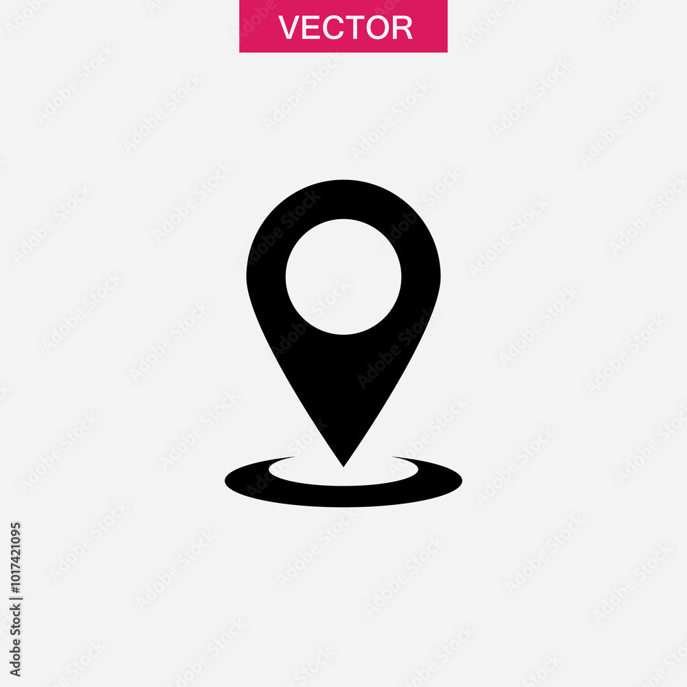 Aufkleber pointer sign, location pin vector flat black trendy style illustration for web and app..eps