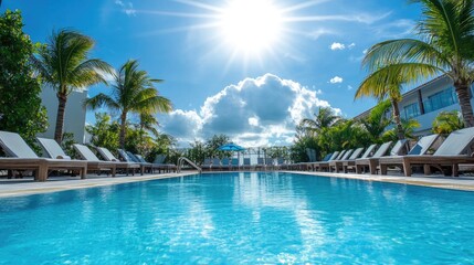 Naklejka premium Bright Sunny Pool with Relaxing Atmosphere