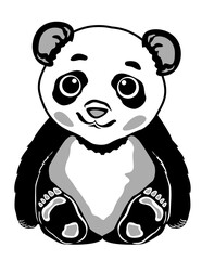 Obraz premium Cute Baby Panda | Zoo Animal | Panda Lover | Wildlife | Sitting Little Panda | Wild Little Panda | Panda | Cute Animal | Original Illustration | Vector and Clipart | Cutfile and Stencil