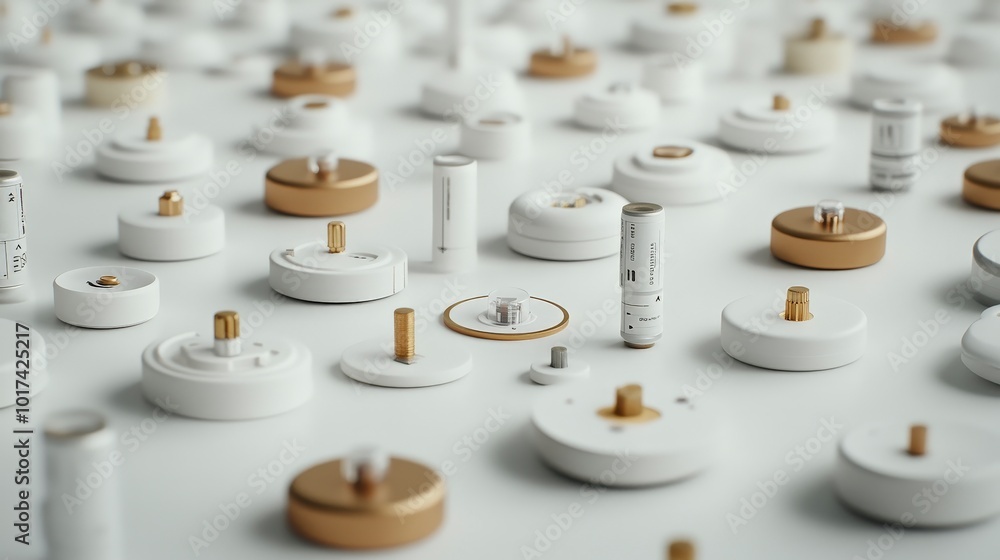 Poster elegant arrangement of abstract round objects with cylinders on surface