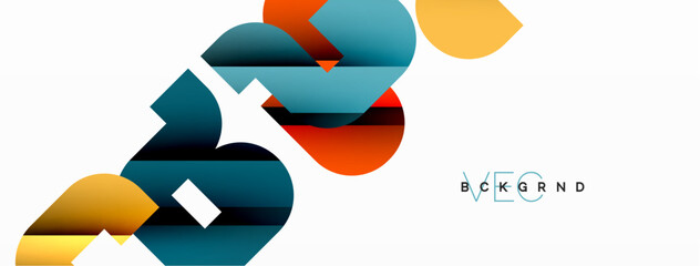 Colorful curve geometric shapes on white