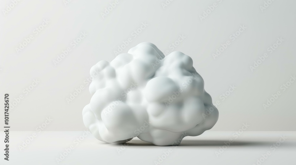 Sticker A soft, fluffy cloud floats gently on a blank white canvas, embodying a serene and airy atmosphere.