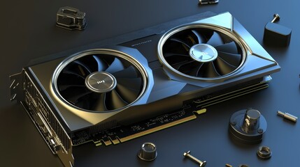 High-performance graphics card with dual fans and computer components