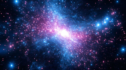 Fototapeta premium Celestial Tapestry: A Cosmic Dance of Stars, Nebulae, and Galaxies in Vivid Colors