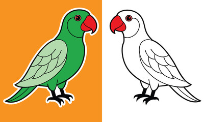  parrot Beautiful bird animal cartoon sticker vector