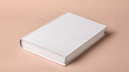 Fototapeta premium A blank white book cover rests on a clean background, showcasing the simplicity of branding mockups.
