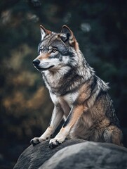 Naklejka premium wolf isolated on paper background