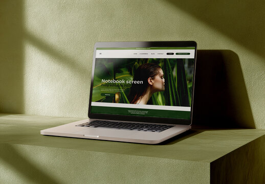 Open Laptop with Natural Light Mockup with Generative AI