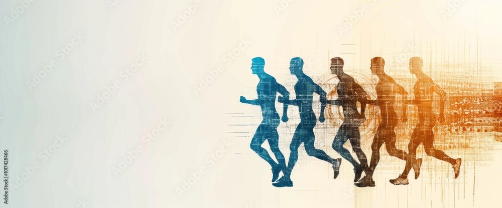 Poster dynamic motion of a runner exploring the art of movement and speed in a digital age