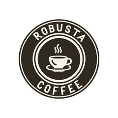 robusta coffee circle emblem vintage retro badge vector illustration template design