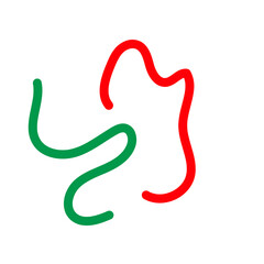 Green red squiggle lines decor