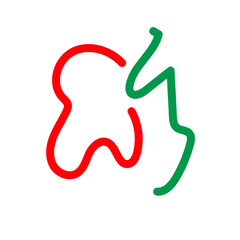 Green red squiggle lines decor