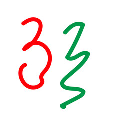 Green red squiggle lines decor