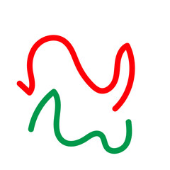 Green red squiggle lines decor