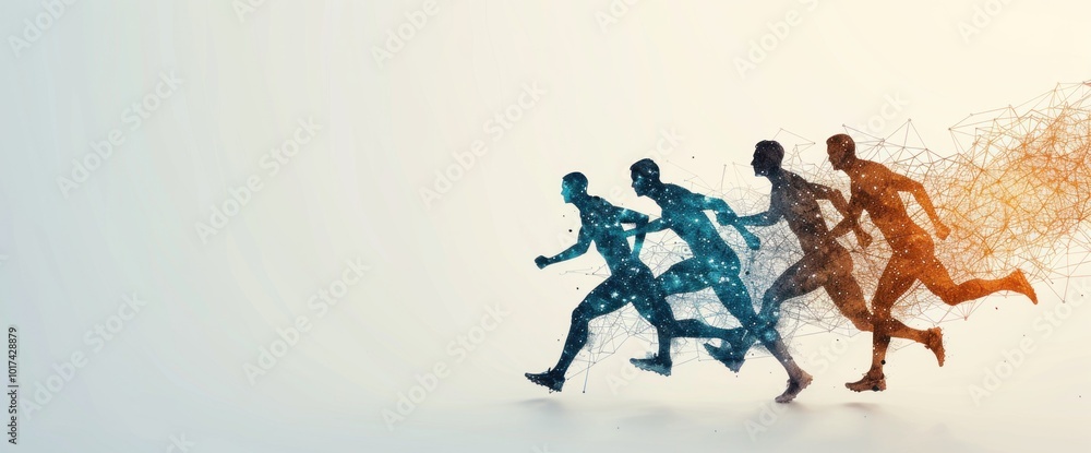 Poster dynamic transformation the art of motion in running silhouettes