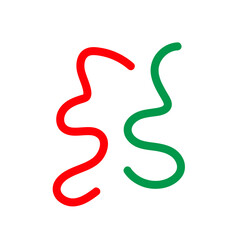 Green red squiggle lines decor
