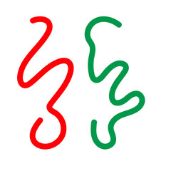 Green red squiggle lines decor