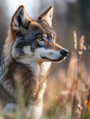 Fototapeta premium wolf isolated on spring background