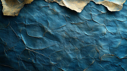 Fototapeta premium blue and gold crinkled paper texture background