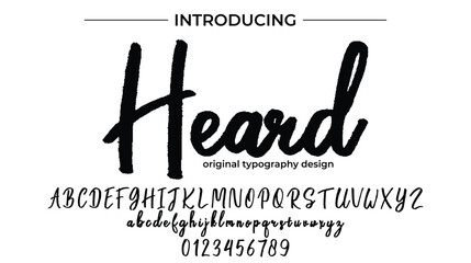 Heard Font Stylish brush painted an uppercase vector letters, alphabet, typeface