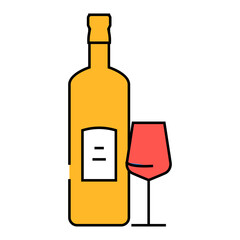 wine glass bottle line icon vector. wine glass bottle sign. isolated symbol illustration