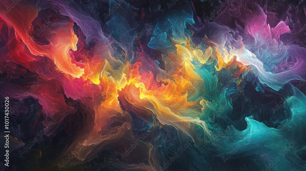 Poster Colorful Abstract Swirls in Dynamic Patterns