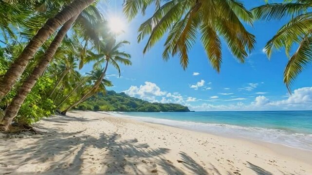 beach with coconut trees on the shore