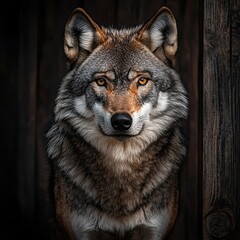Fototapeta premium wolf isolated on wooden background